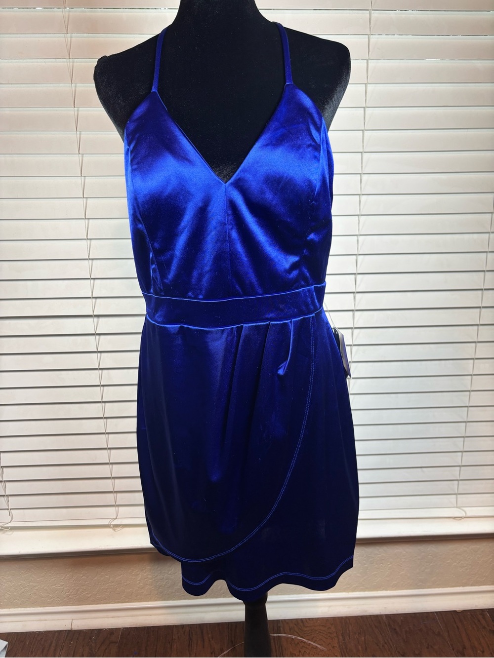 Teeze Me NWT Satin Cobalt Blue Slip Dress with Spaghetti Straps Size 15/16